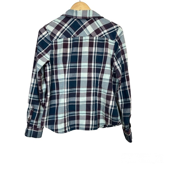 The North‎ Face Plaid Flannel Shirt Button-down Roll-up Sleeves Women’s Sz Large - Picture 2 of 4